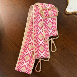 Pink and Cream Geometric Guitar Strap to Crossbody Bag. never used!